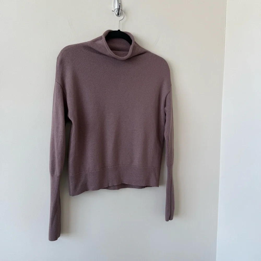 Aritzia Wilfred Cyprie Cow Neck Merino Wool Sweater - Mauve - Picture 3 of 10